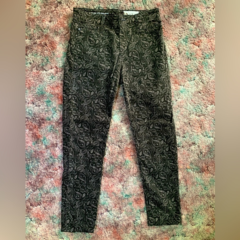 Anthropologie High Rise Stevie Slim Straight Jeans Paisley 28